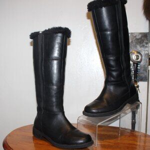 $289 Taryn Rose Leather Knee High Boots Faux Fur Lined Sz 6 Like New